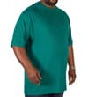 Thumbnail Teal plain crew neck T-shirt worn, alternate front angle.