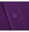 Thumbnail Close-up of the plum purple polo button and textured fabric.