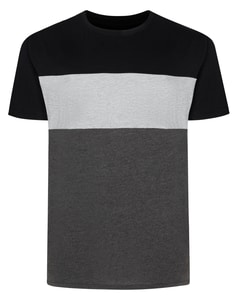 Bigdude Striped Cut & Sew T-Shirt Black/Grey/Charcoal Tall