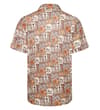 Thumbnail Back view of ecru short sleeve shirt with tiled print.