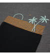 Thumbnail Close-up of black chest pocket with palm tree graphic.
