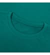 Thumbnail Close-up of teal T-shirt crew neckline.