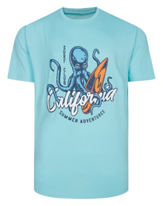 Bigdude California Summer Adventures Print T-Shirt Turquoise