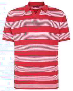 Bigdude Striped Relaxed Collar Polo Pepper Red/White