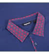 Thumbnail Close-up of midnight blue polo with patterned collar.