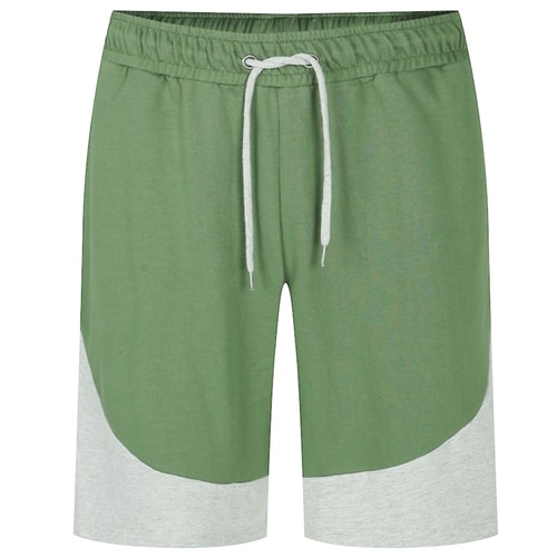 Bigdude Cut and Sew Loop Back Shorts Sage Green Grey Marl