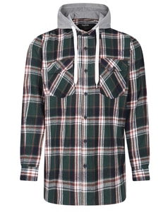 Bigdude Hooded Flannel Checked Shirt Green