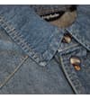 Thumbnail Close-up of collar and top buttons on tint wash denim shirt.