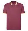 Thumbnail Crimson red polo shirt with tipped collar, front view.