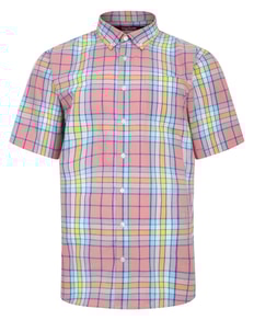 Bigdude Button Down Collar Checked Shirt Navy/Light Blue Tall