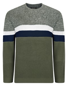 Bigdude Colour Block Knitted Sweatshirt Khaki