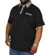 Thumbnail Black polo shirt with grey collar, right angled view.
