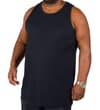 Thumbnail Navy plain tank top worn on model, angled front view.