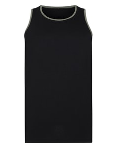 Bigdude Tank Top With Contrast Piping Black/Sage Green