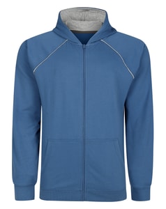 Bigdude Contrast Edge Raglan Zip Up Hoody Blue Tall