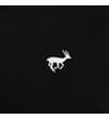 Thumbnail Close-up of white stag logo on black sweatpants.