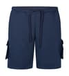 Thumbnail Front view of navy cargo shorts with drawstring waist.