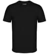 Thumbnail Black plain crew neck T-shirt, flat front view.