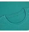 Thumbnail Close-up of the round neckline on the teal sleeveless T-shirt.