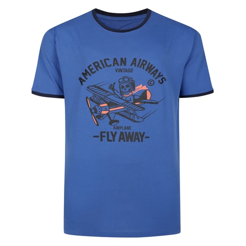 Bigdude American Airways Print T-Shirt Light Denim