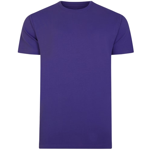Purple crew neck T-shirt, front view.