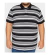 Thumbnail Charcoal striped polo shirt shown on model, front view.