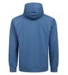 Thumbnail Blue raglan hoody with hood up, back view.