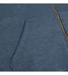 Thumbnail Close-up of dark denim hoody open hand pocket and zip.