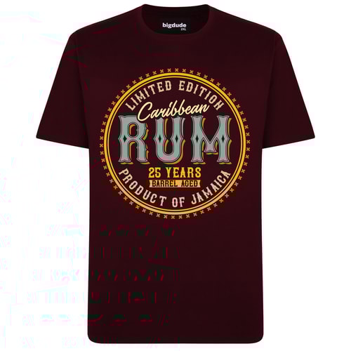 Bigdude Carribean Rum Print T-Shirt Burgundy Tall
