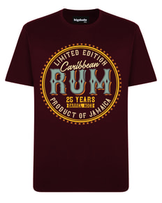 Bigdude Carribean Rum Print T-Shirt Burgundy Tall
