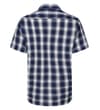 Thumbnail Back view of navy short sleeve check shirt.