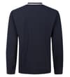 Thumbnail Navy long sleeve polo shirt, back view.