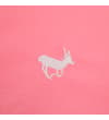 Thumbnail Close-up of white embroidered logo on pink shorts.