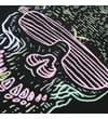 Thumbnail Close-up of neon skull graphic with pink visor sunglasses.