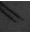 Thumbnail Close-up of black hood drawstrings on charcoal fabric.