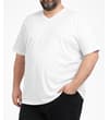 Thumbnail White V-neck T-shirt worn by model.