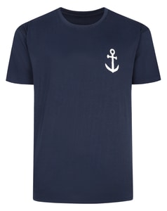 Bigdude Anchor Chest Print T-Shirt Navy
