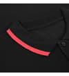 Thumbnail Close-up of black collar with red tipping and placket.