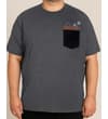 Thumbnail Charcoal crew neck T-shirt worn front view with black pocket.