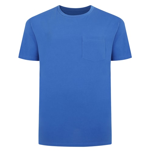 Royal blue crew neck T-shirt with chest pocket, front view.