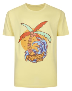 Bigdude Tropical Vibes Print T-Shirt Yellow