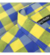 Thumbnail Close-up of the collar on the yellow and blue checked shirt.