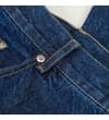 Thumbnail Blue denim jeans belt loop and rivet detail.