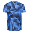 Thumbnail Blue geometric print active T-shirt, back view.