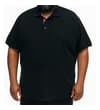 Thumbnail Black tall polo shirt worn on model, front view.