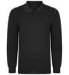 Dark charcoal long sleeve polo shirt, front view.