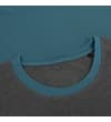 Thumbnail Close-up of the crew neck with petrol trim on the pyjama top.