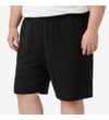 Thumbnail Black pajama shorts shown on model, front view.