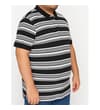 Thumbnail Charcoal striped polo shirt on model, angled side view.