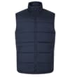 Navy padded vest, front flat view with full zip.